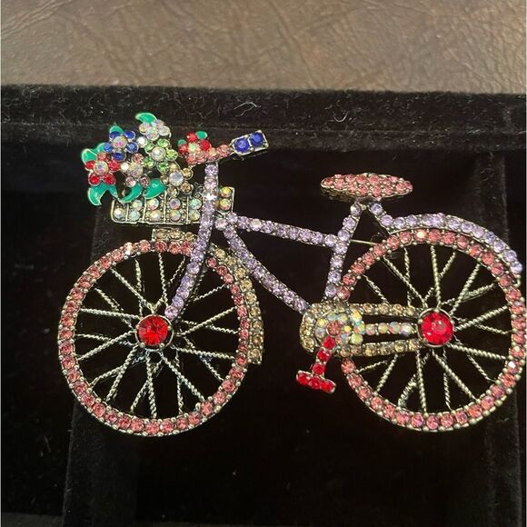 RHINESTONE BICYCLE BROOCH - Picture 2 of 4
